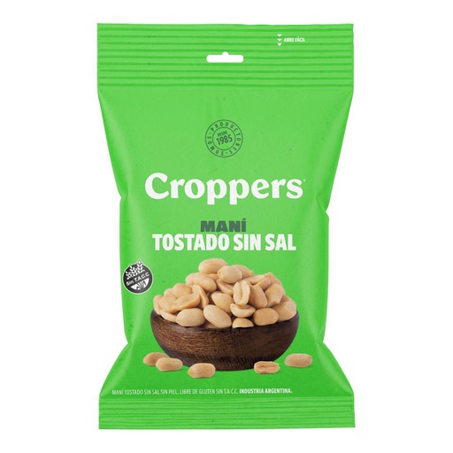 [32229] MANI TOSTADO SIN SAL CROPPERS 100 GRAMOS