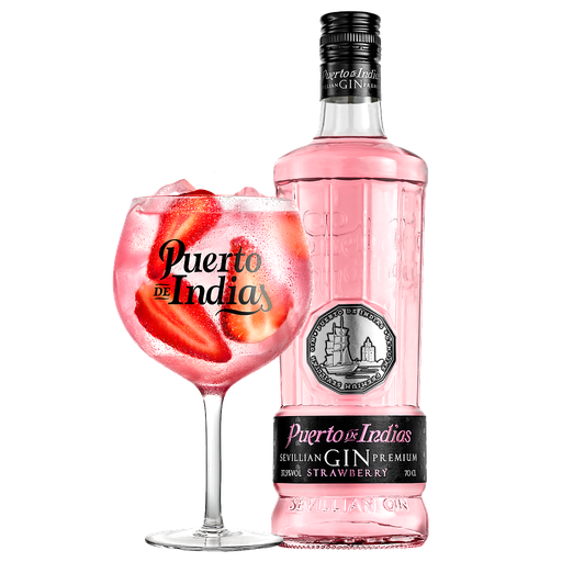 [4639] PACK GIN PUERTO DE INDIAS STRAWBERRY 700 ML + COPA