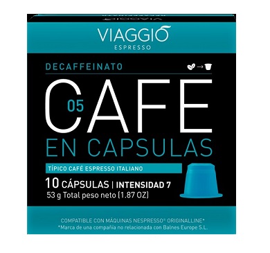 [100183] VIAGGIO CAFE EN CAPSULAS DECAFFEINATO X 10        
